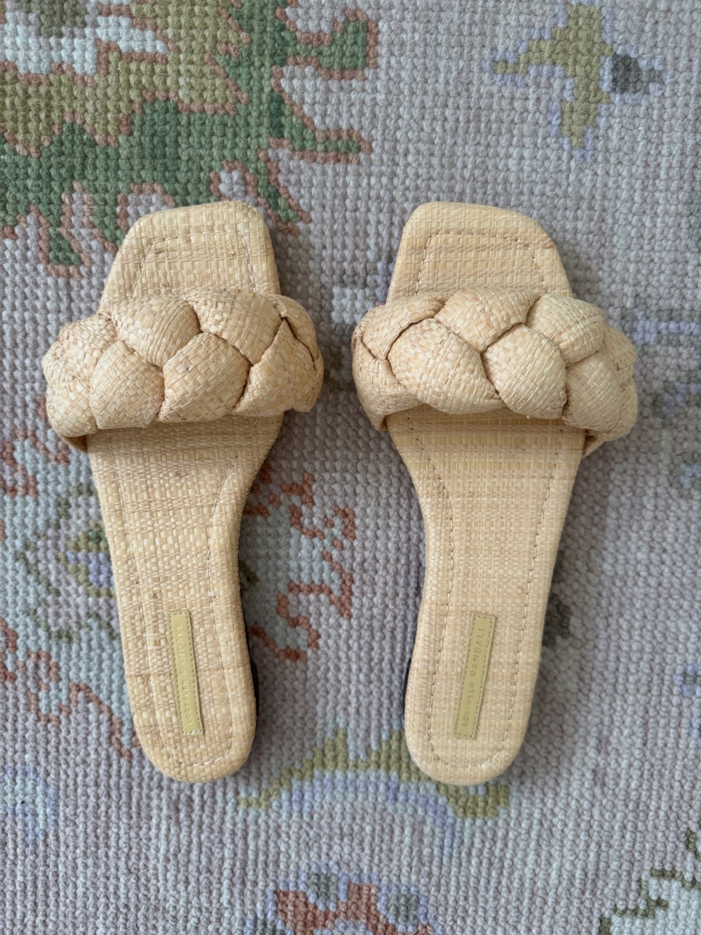 Loeffler Randall Braided Straw Slide Sandals in Natural Beige Size 9 never worn